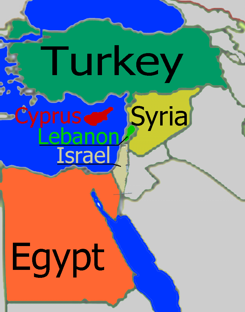 Middle Eastern Countries along the Mediterranean